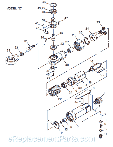 Page A Diagram and Parts List for CP825T T023190 Chicago Pneumatic Ratchet